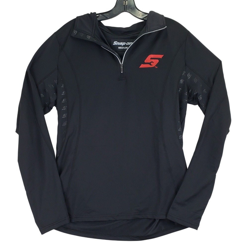 Snap-on Quarter Zip Pullover Mens M Black Performance Workwear Activewear